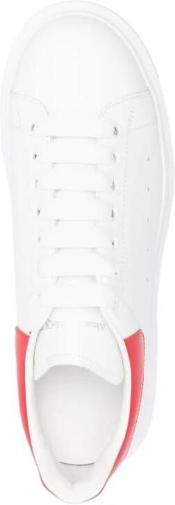 alexander mcqueen Witte Leren Sneakers met Rode Hakdetail Wit Unisex