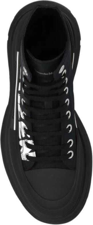 alexander mcqueen Plateau Sneakers met wit logo print Zwart Dames