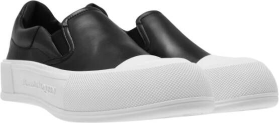 alexander mcqueen Zwarte Leren Plimsoll Slip On Sneakers Zwart Dames