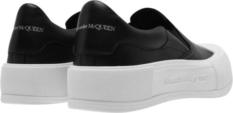 alexander mcqueen Zwarte Leren Plimsoll Slip On Sneakers Zwart Dames