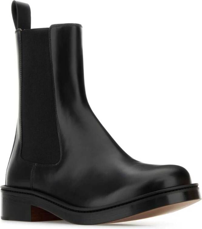 alexander mcqueen Stijlvolle zwarte leren enkellaarzen Black Heren