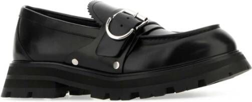 alexander mcqueen Stijlvolle Zwarte Leren Loafers Black Heren