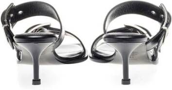 alexander mcqueen Stijlvolle Zwarte Leren Sandalen Black Dames