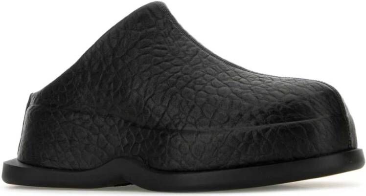 alexander mcqueen Wave Zwarte Leren Platform Slippers Black Dames