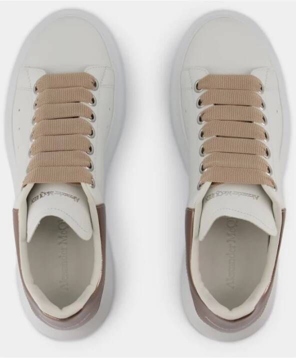 alexander mcqueen Wit Beige Leren Oversized Sneakers White Dames