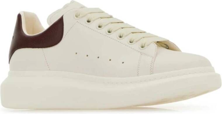 alexander mcqueen Witte leren sneakers met bordeauxrode hiel White Heren