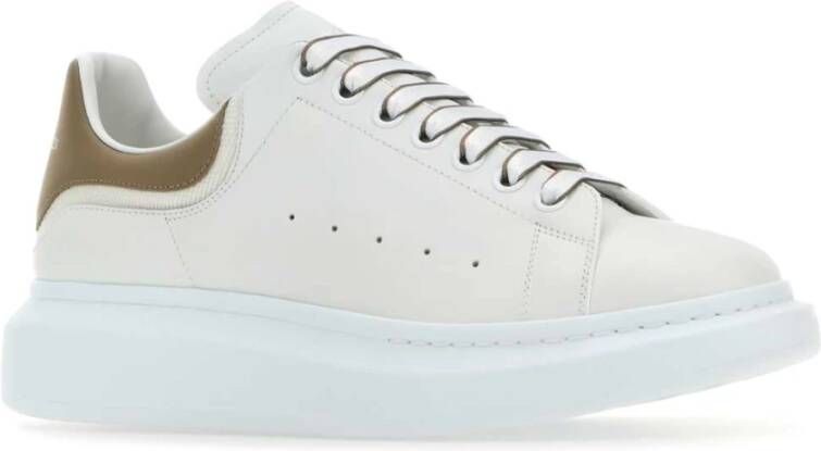 alexander mcqueen Witte Leren Sneakers met Grijze Hiel White Heren