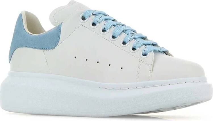 alexander mcqueen Witte leren sneakers met lichtblauwe suède hiel White Dames