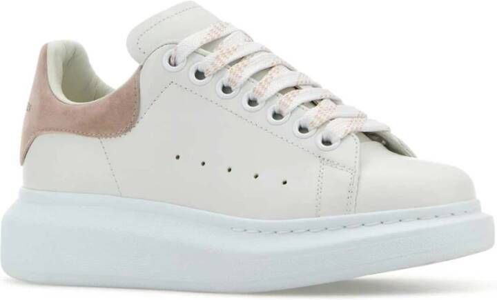 alexander mcqueen Witte leren sneakers met roze suède hiel White Dames