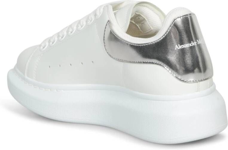 alexander mcqueen Witte Leren Sneakers met Zilveren Accenten White Dames