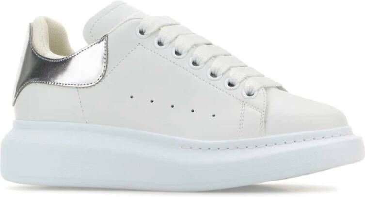 alexander mcqueen Witte Leren Sneakers met Zilveren Hiel White Dames