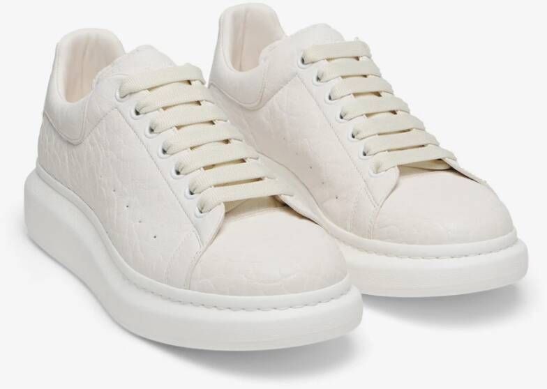 alexander mcqueen Witte Leren Sneakers Ronde Neus White Dames