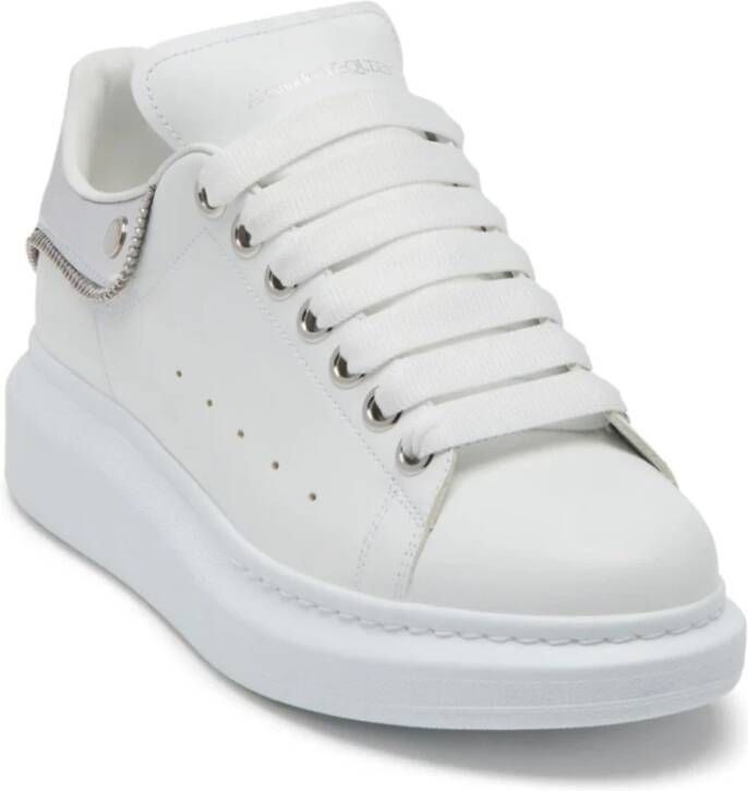 alexander mcqueen Witte Sneakers met Spiegelende Hielkap Wit Dames