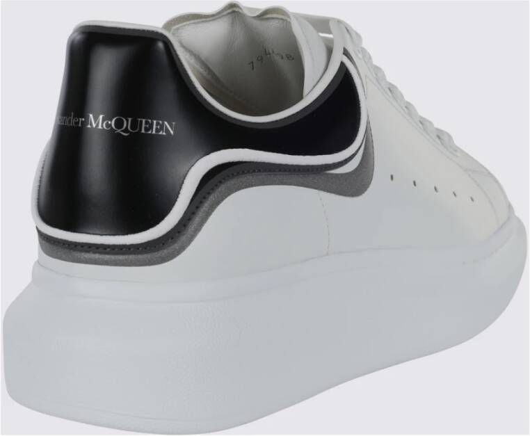 alexander mcqueen Witte Zilveren Leren Sneakers Ronde Neus White Heren