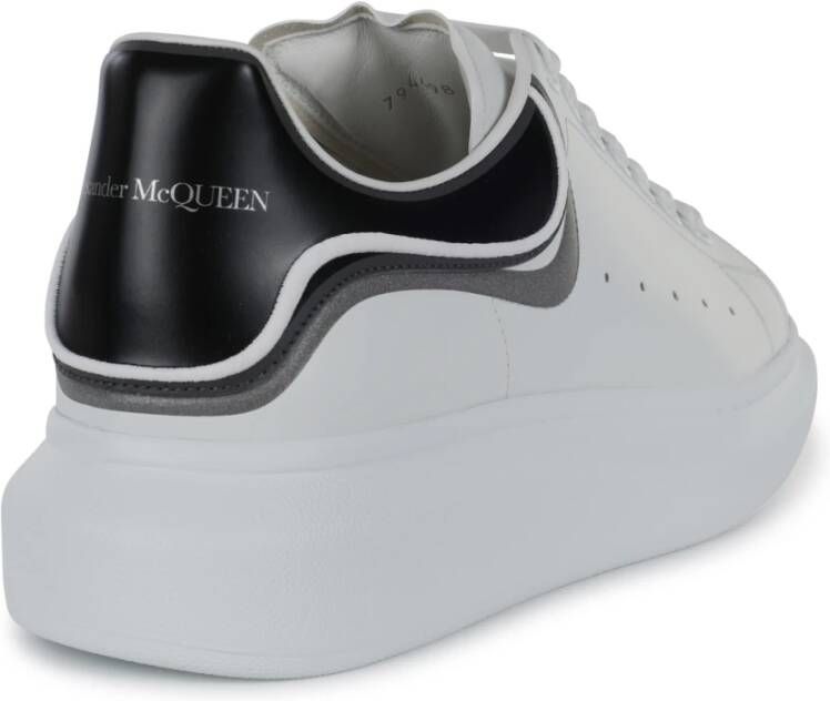 alexander mcqueen Witte Zilveren Leren Sneakers Ronde Neus White Heren