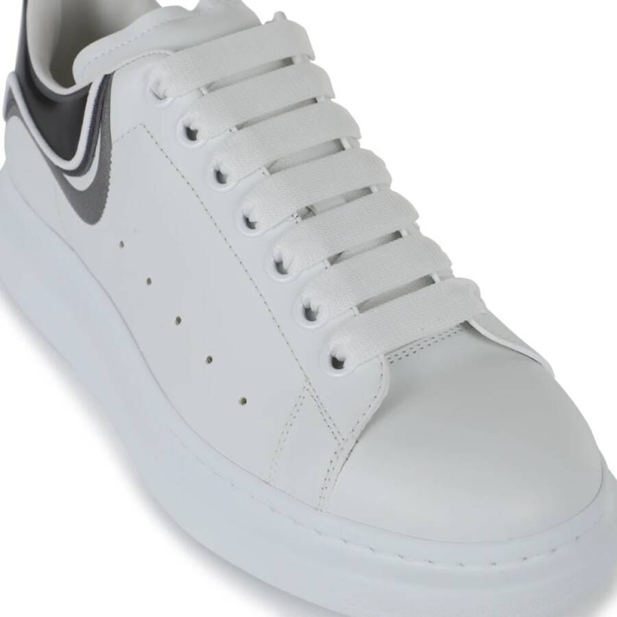 alexander mcqueen Witte Zilveren Leren Sneakers Ronde Neus White Heren