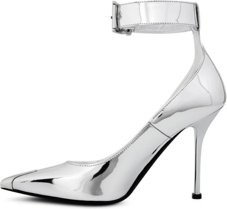 alexander mcqueen Zilver Metallic Leren Pumps Gray Dames