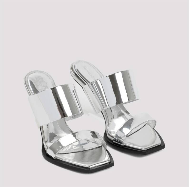 alexander mcqueen Zilver Metallic Sandalen met Glazen Platform Gray Dames