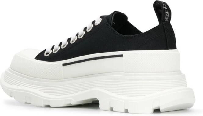 alexander mcqueen Zwarte Canvas Dikke Zool Sneakers Black Dames