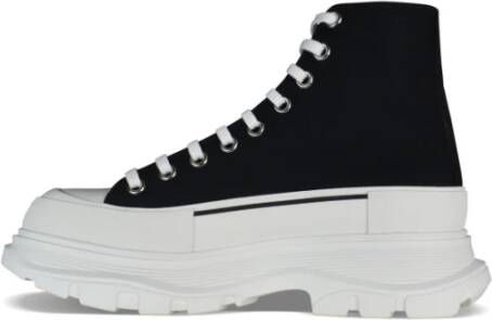 alexander mcqueen Zwarte Canvas Hoge Sneakers Black Dames