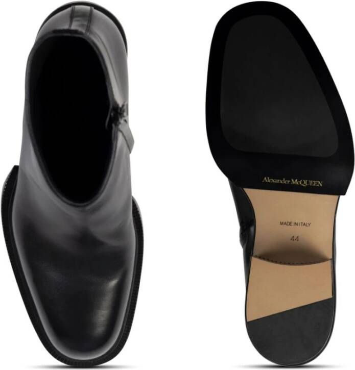 alexander mcqueen Zwarte Cubaanse leren laarzen Black Heren