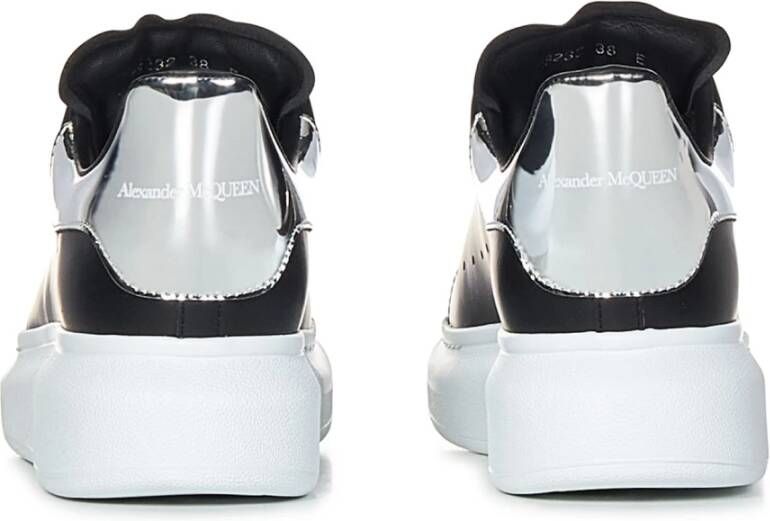 alexander mcqueen Zwarte kalfsleren sneakers met spiegelende hak Black Dames