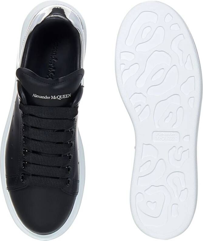 alexander mcqueen Zwarte kalfsleren sneakers met spiegelende hak Black Dames