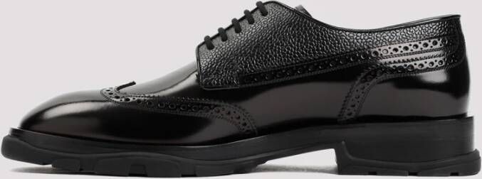 alexander mcqueen Zwarte Leren Derby Schoenen Black Heren