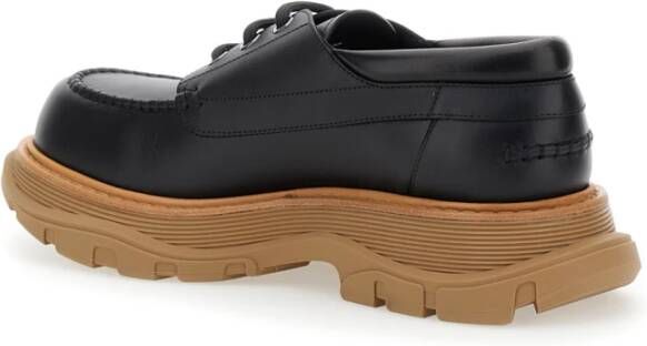 alexander mcqueen Zwarte Leren Derby Veterschoenen Black Heren