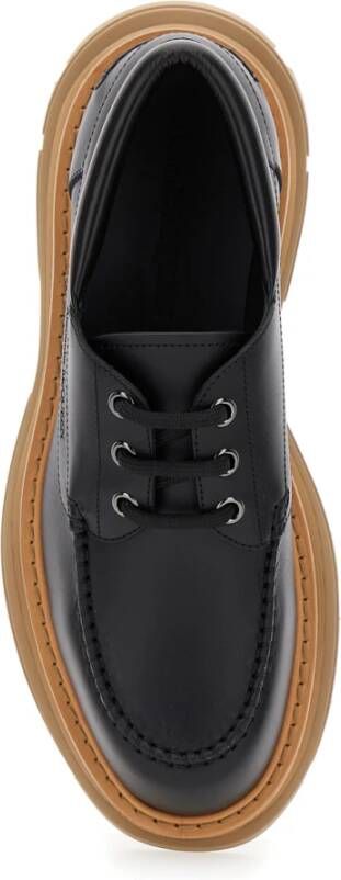 alexander mcqueen Zwarte Leren Derby Veterschoenen Black Heren