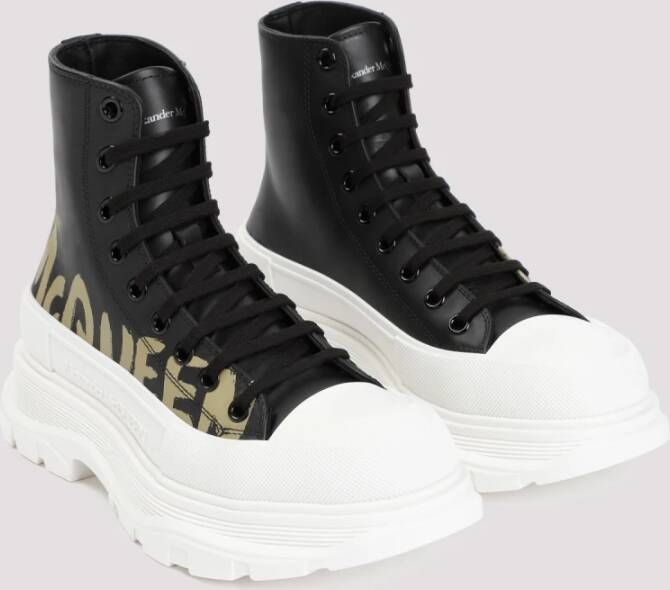 alexander mcqueen Zwarte Leren Enkellaarzen Black Heren