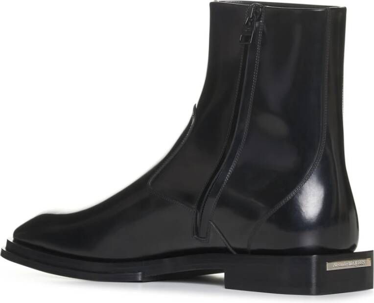 alexander mcqueen Zwarte Leren Enkellaarzen Black Heren