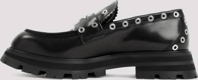 alexander mcqueen Zwarte Leren Enkellaarzen Loafer Stijl Black Heren