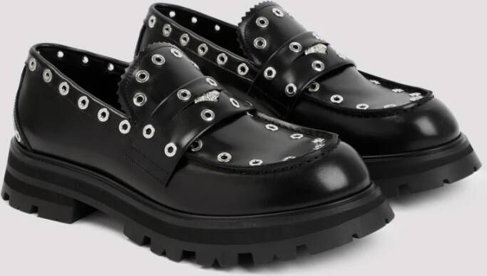 alexander mcqueen Zwarte Leren Enkellaarzen Loafer Stijl Black Heren