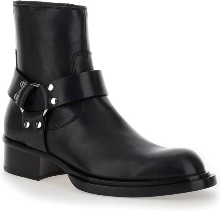 alexander mcqueen Zwarte Leren Enkellaarzen Ritssluiting Black Heren