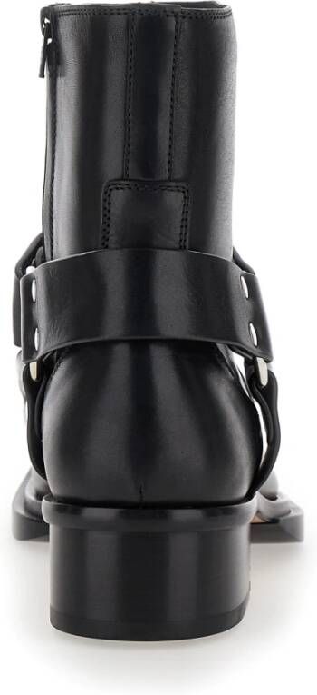 alexander mcqueen Zwarte Leren Enkellaarzen Ritssluiting Black Heren