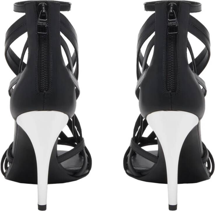 alexander mcqueen Zwarte Leren Hoge Sandalen met Armadillo Hak Black Dames