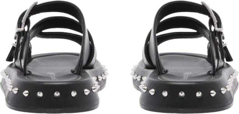 alexander mcqueen Zwarte Leren Lage Sandalen met Studs Black Dames