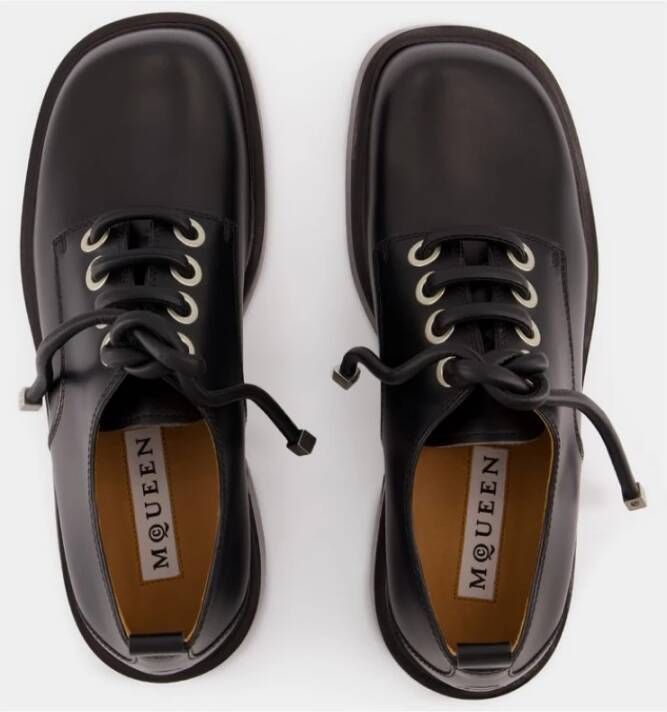 alexander mcqueen Zwarte Leren Old Calf Derbies Black Heren