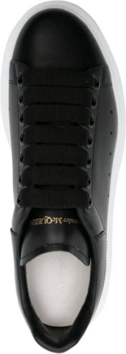 alexander mcqueen Zwarte Leren Oversized Lage Sneakers Zwart Dames