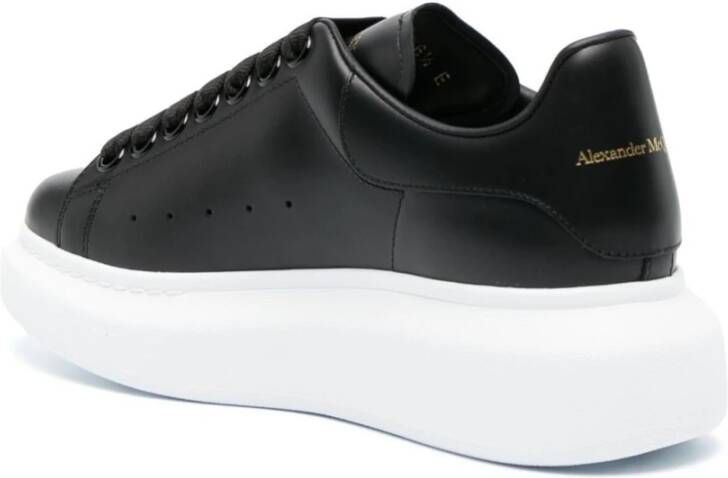 alexander mcqueen Zwarte Leren Oversized Lage Sneakers Zwart Dames