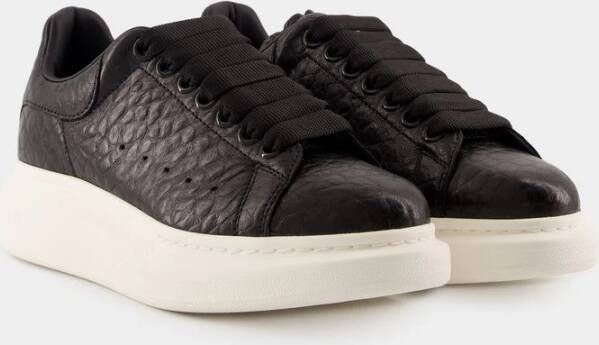 alexander mcqueen Zwarte Leren Oversized Sneakers Black Dames