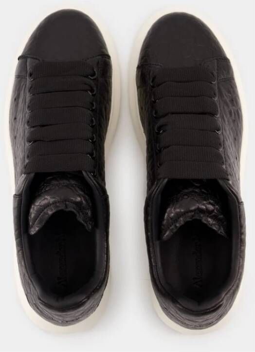 alexander mcqueen Zwarte Leren Oversized Sneakers Black Dames