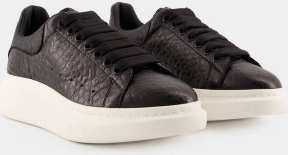 alexander mcqueen Zwarte leren oversized sneakers Black Heren