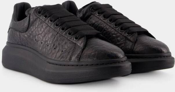 alexander mcqueen Zwarte Leren Oversized Sneakers Black Heren