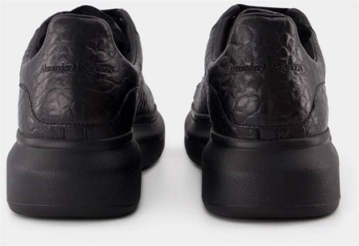 alexander mcqueen Zwarte Leren Oversized Sneakers Black Heren