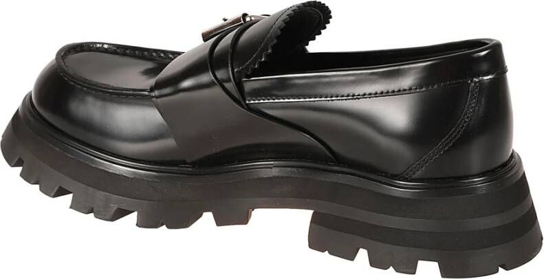 alexander mcqueen Zwarte leren platte schoenen Black Heren