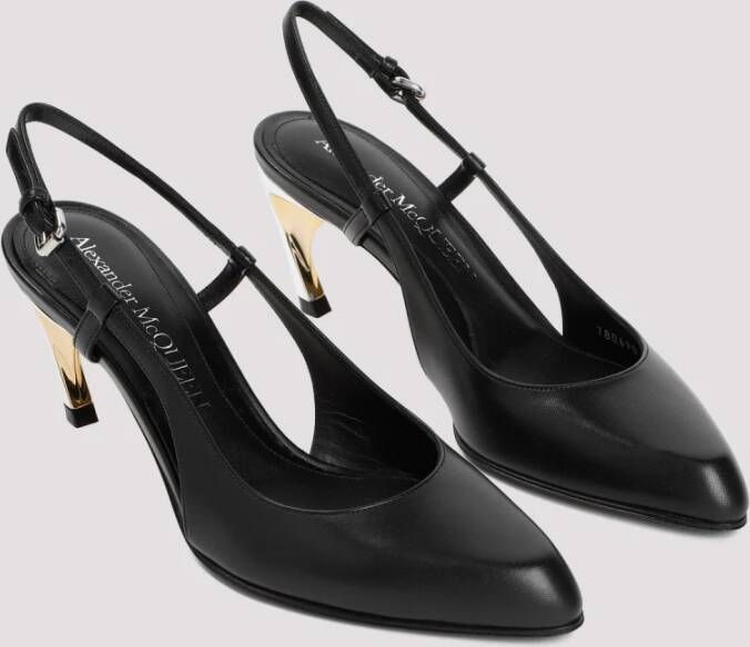 alexander mcqueen Zwarte Leren Pumps met Uitsparingen Black Dames