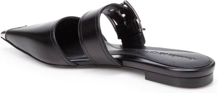 alexander mcqueen Zwarte Leren Punk Sandalen Black Dames