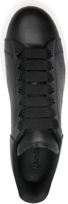 alexander mcqueen Zwarte Leren Sneaker met Logodetails Black Heren